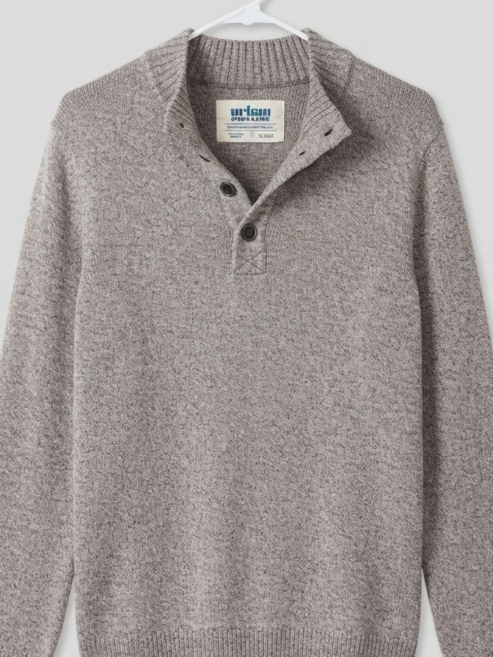 Urban Pipeline Men's Heathered Oatmeal Button-Neck Sweater - Size XL
